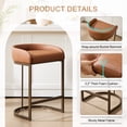 thumbnail image 6 of Zesthouse 26.6″ Modern Bar Stools Set of 2, Upholstered Faux Leather Counter Height Stools with Low Back and Thickened Antique Bronze Metal Frame, Kitchen Island Bar Chairs, Brown, 6 of 9