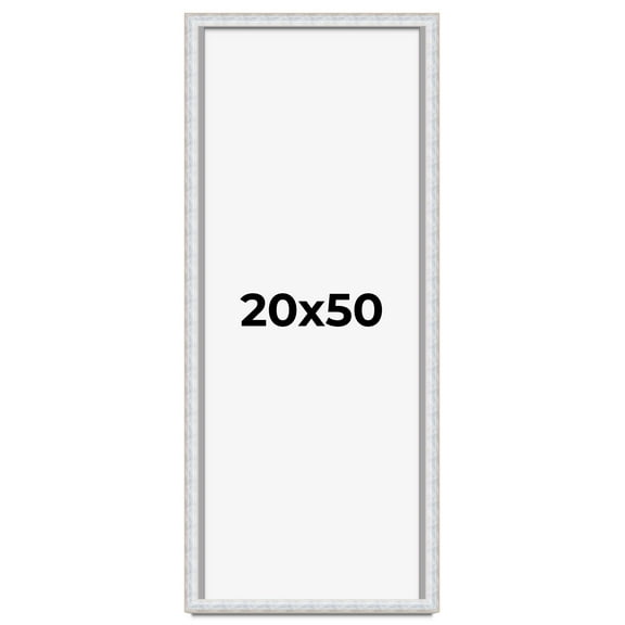 20x50 Shadow Box Frame Silver | 1.625 Inches Deep Real Wood Contemporary Shadowbox Display Frame |