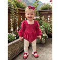 thumbnail image 4 of RUINIXCW Infant Girl Outfit Puff Long Sleeve Square Neck Bubble Romper and Headband, 4 of 8