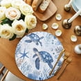 thumbnail image 2 of Summer Beach Coastal Round 13 Inch Placemats Set of 4, Sea Turtle Coral Nautical HeatResistant Non Slip Place Mats for Dining Table, Wipeable Braided Kitchen Table Mats for Housewarming, 2 of 9