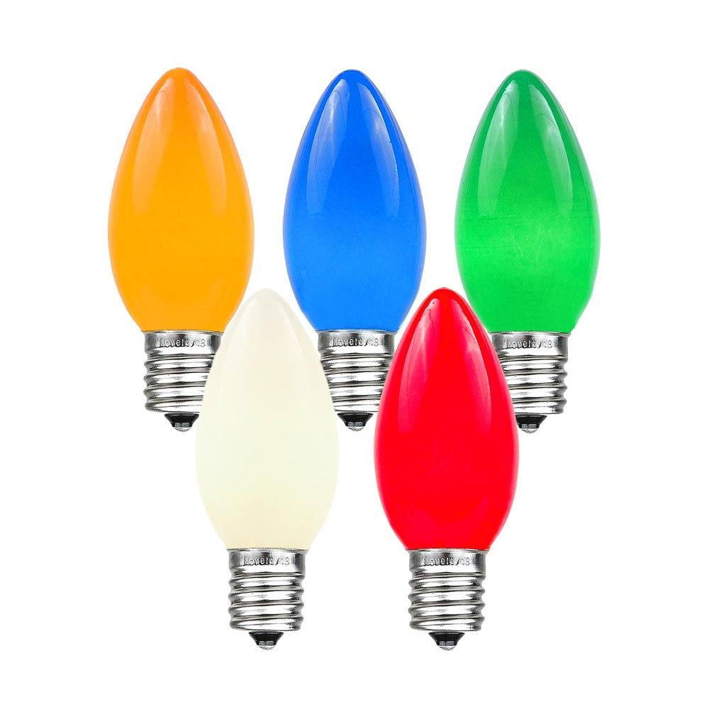Festive Living Ceramic Multicolor C9 Incandescent Traditional Vintage Christmas Replacement Bulbs 25 Pack