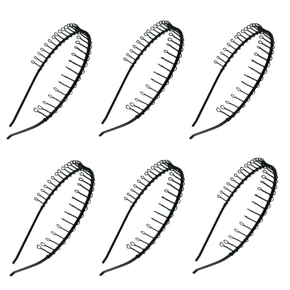 6 Metal Black Hair Comb Headband (Plain)