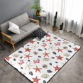 Area Rugs, Red Starfishes Shells Coral Washable Large Rugs for Living