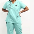 thumbnail image 4 of 2-Piece Suit Summer Short Sleeves Split Female Scrub Overalls Unisex Workwear, 4 of 6