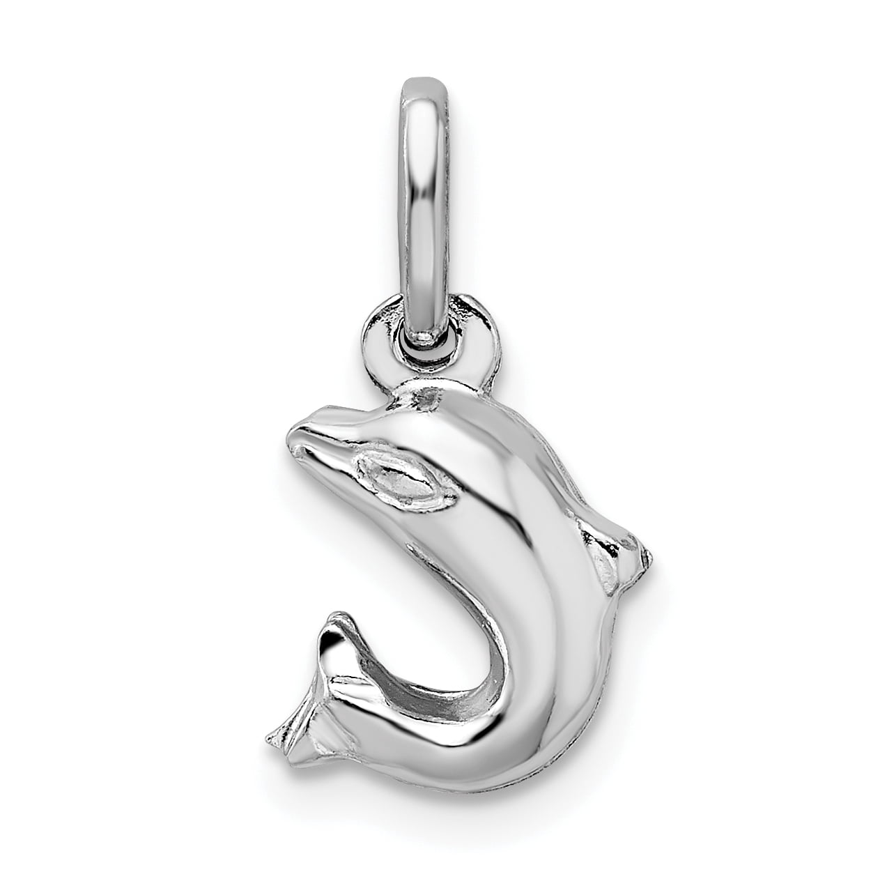 Sterling Silver Rhodium Plated Polished Jumping Dolphin Charm QC9266