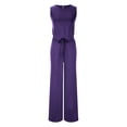 thumbnail image 2 of Baikeli Women Rompers Summer Clearance Women's Casual Solid Color Round Neck Pocket Sleeveless Wide Jumpsuits Rompers Women's Jumpsuits Rompers Overalls, 2 of 6