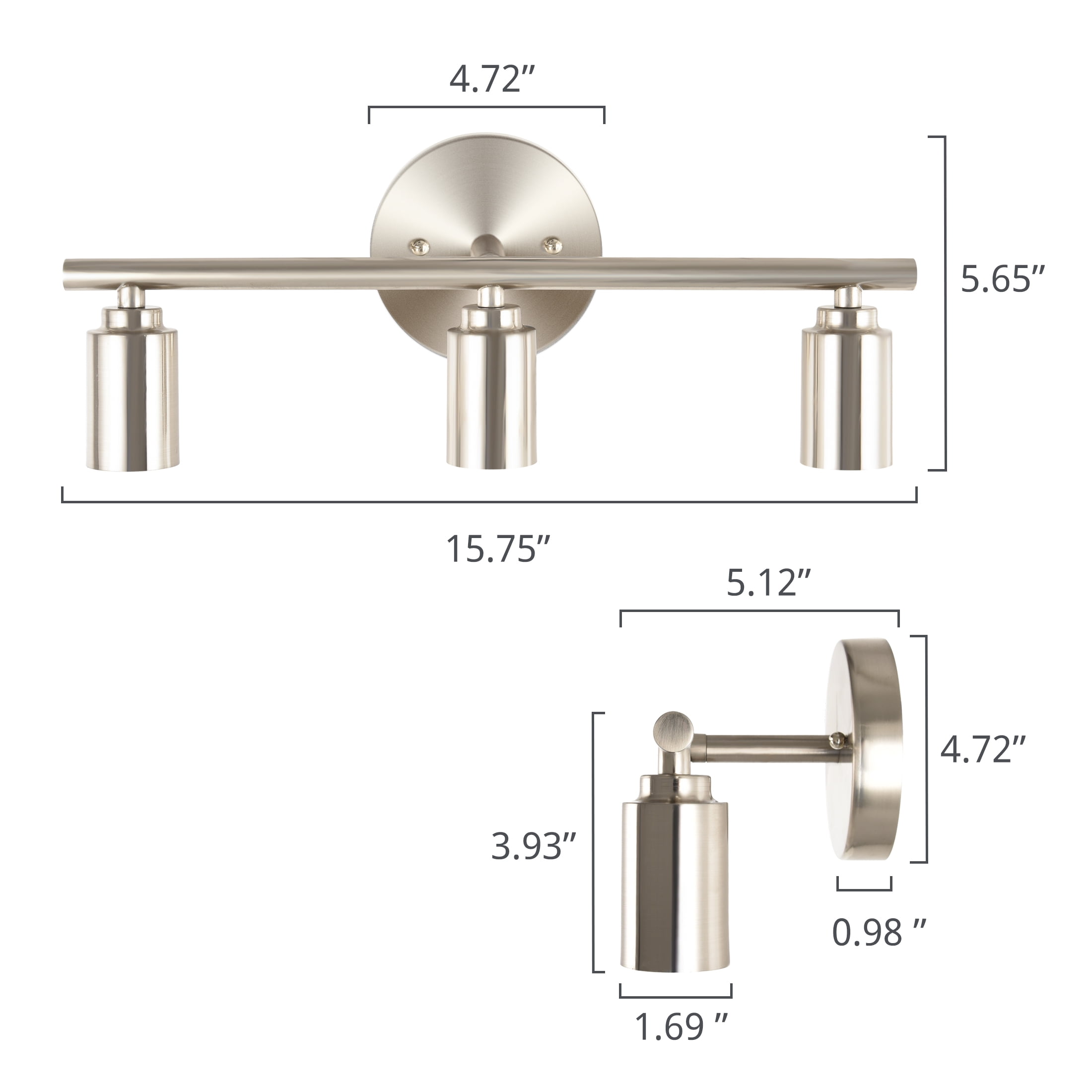Better Homes & Gardens 16" Farmhouse 3-Head Nickel Vanity Light, Metal Fixture T9 Bulbs Not Included