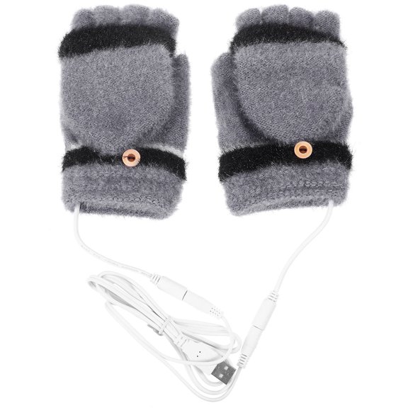 YUNLIGHTS 1 Pair Grey Winter Heated Gloves with USB Charging, Thermal Warm Gloves for Outdoor Sports, Riding, and Cold Weather