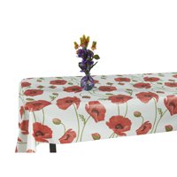 Ottomanson Vinyl Red Poppy Flower Design Indoor & Outdoor Tablecloth with Non-Woven Backing by Ottomanson