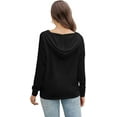thumbnail image 6 of PCEAIIH Hoodies for Women V Neck Long Sleeve Lightweight Sweatshirts Drawstring Pullover Tops, 6 of 7