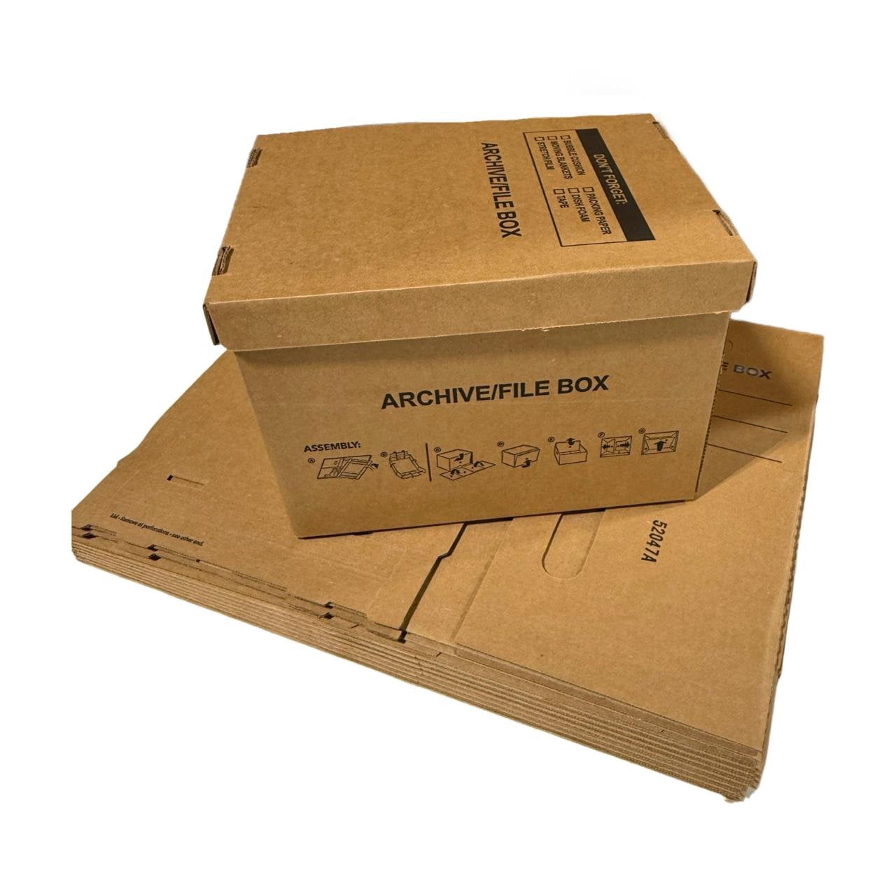 6 - Pack 15x12x10 Small Standard File Storage Moving Box with Lid Letter Handles