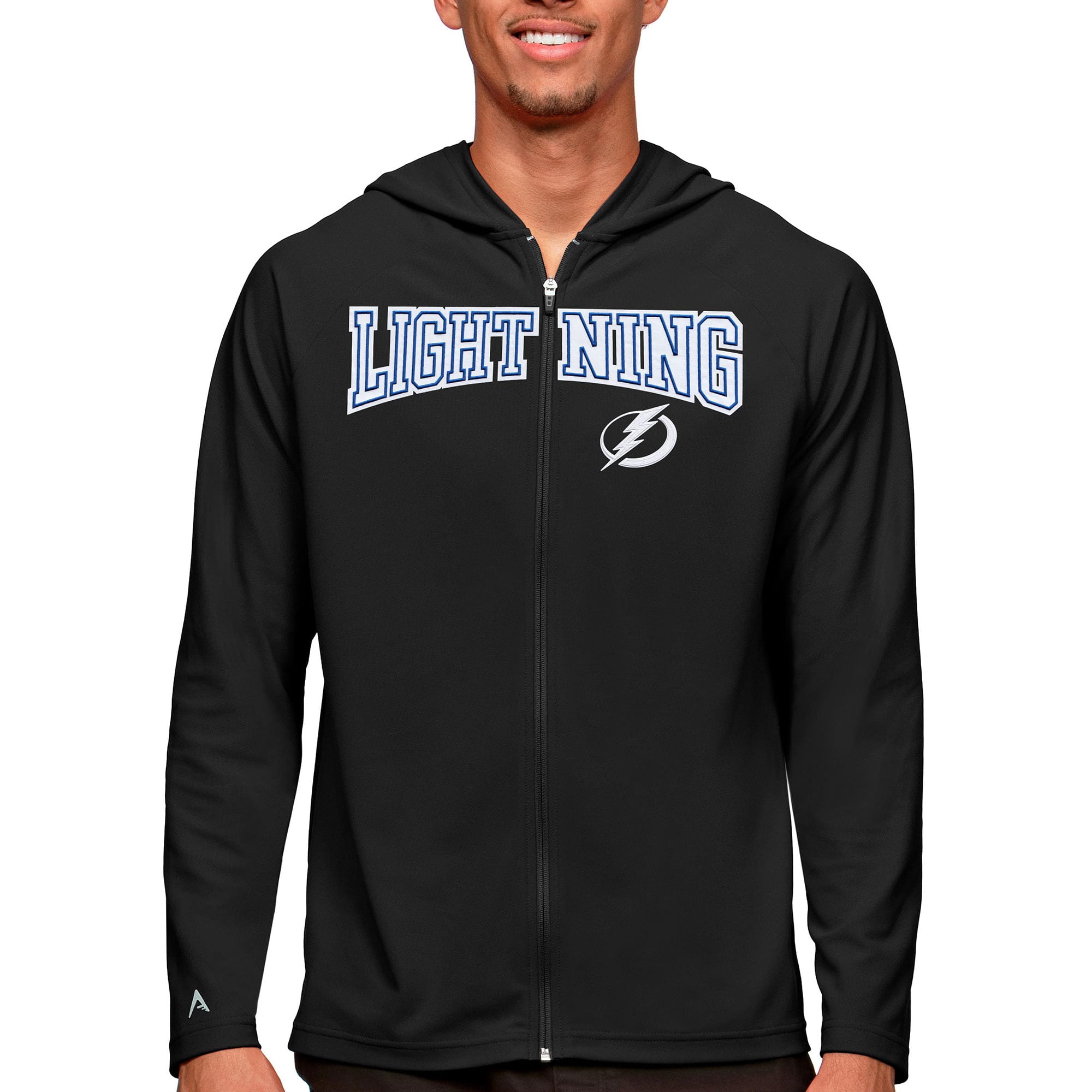 Men's Antigua Black Tampa Bay Lightning Legacy FullZip Hoodie