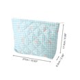 thumbnail image 2 of Unique Bargains 1 Pc Plaid Bow Makeup Bag Blue Polyester, 2 of 5