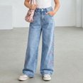 thumbnail image 2 of Jeans for Kids Girls 10-17 Baggy Jeans for Teen Girls Wide Leg Bow Cute Clothes Y2k Preppy Stretchy Denim Pants with Pockets 6-14Y, 2 of 4