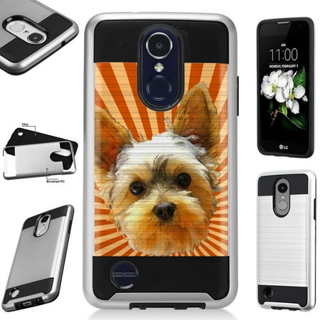 For LG Q7 (2018) | LG Q7 Plus (2018) Case Brushed Metal Texture Hybrid TPU MetoGuard Phone Cover (Best Brush For Yorkie)