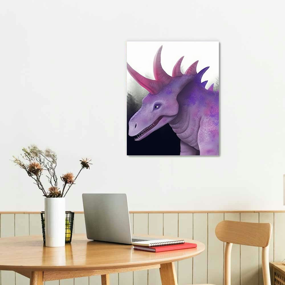 COMIO  Watercolor Dinosaur Wall Art Print- Inspirational Quote Animal Canvas Print -Woodland Poster for Playroom or Nursery Boy Room Decor
