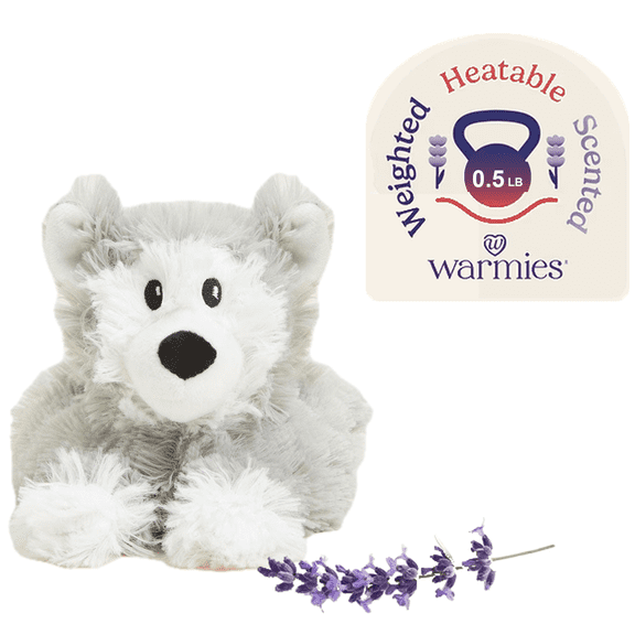 Warmies Junior 9” Husky Stuffed Animal, Microwavable Heated Plushies and Weighted Soft Plush Toys