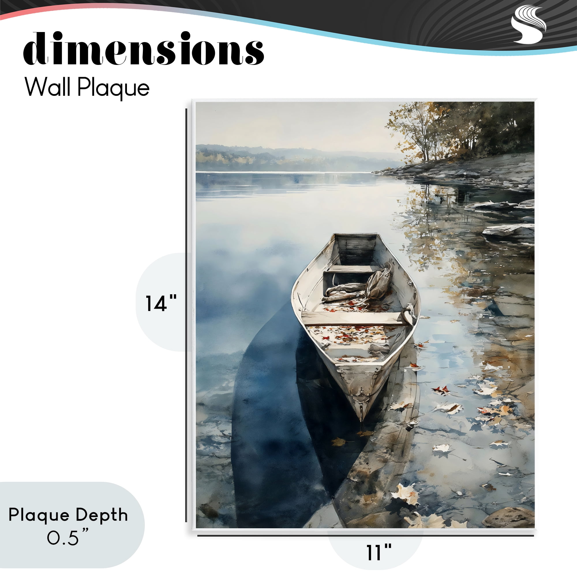 Stupell Industries Boat In The Fall Reflection Wall Plaque Art, design by Franklyn Gregory