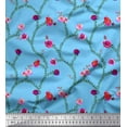 thumbnail image 1 of Soimoi Crepe Silk Fabric Leaves & Peony Floral Printed Craft Fabric by The Yard 42 Inch Wide, 1 of 3