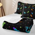 thumbnail image 4 of Erosebridal Cute Cartoon Dino Twin Quilt Set,Wild Animal Dinosaur Twin Coverlet Set For Boys Teens,Black Blue Orange,2 Pieces, 4 of 7