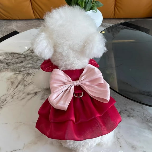 Dalrosia Dog Dress Harness Vest for Small Girl Dogs with Cute Big Bow Tie Dog Dress Pet Puppy Harness Dress for Small Medium Dogs