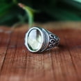 thumbnail image 4 of Green Prehnite Ring, 925 Silver Ring, Vintage Ring Boho Jewelry, Statement Ring, Healing Crystal Ring, Scroll Silver Ring, Gothic Style Ring, 4 of 7