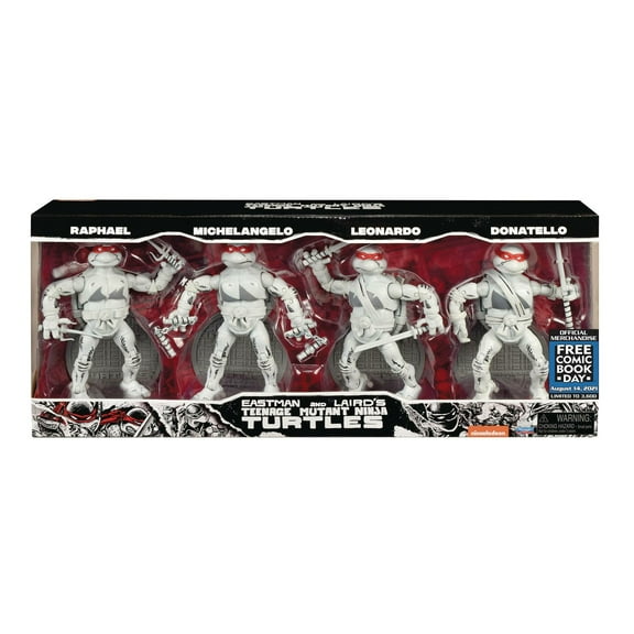 Teenage Mutant Ninja Turtles FCBD Black & White Elite Series Action Figure 4-Pack (Leonardo, Donatello, Michelangelo & Raphael)