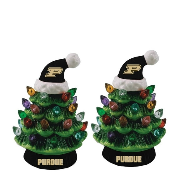 Purdue Boilermakers 2-Pack 4" Ceramic LED Christmas Tree Set