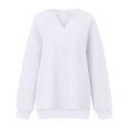 thumbnail image 4 of larppty Women Casual Long Sleeve V Neck Sweatshirts Cute Loose Fit Lightweight Pullover Tops Fall Clothing (White, M), 4 of 5