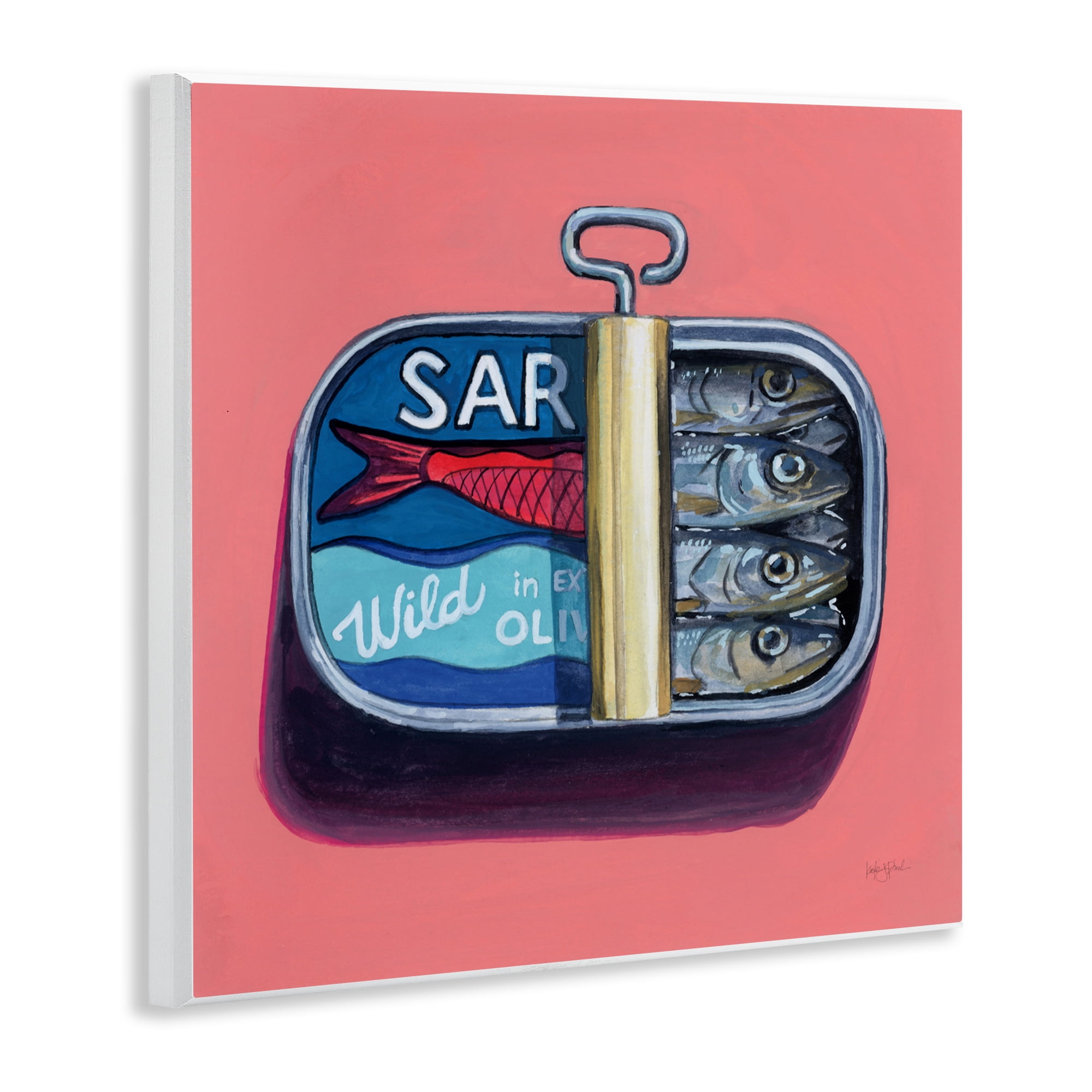 Stupell Industries Wild Sardines on Pink Wall Plaque Art, design by Kate Jarvik Birch