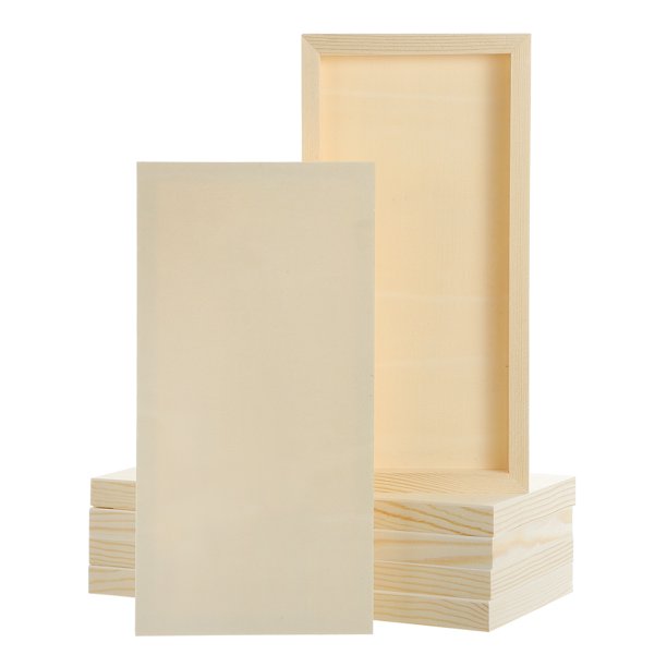 Uxcell 6Pcs Tableros de Lienzo de Madera, Lienzos de Arte de Madera de 6x12 Pulgadas, Panel de Madera Sin Terminar para Pintura, Manualidades, Proyectos de DIY, Arte de Vertido