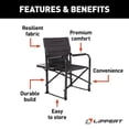 thumbnail image 4 of Lippert Components Camping Chair 2021123280 Scout; Directors Chair; 300 Pound Weight Capacity; Foldable; Dark Gray; Without Headrest; With Integrated Side Table With Single Cupholder, 4 of 8