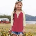 thumbnail image 3 of uublik Girls' Pullover Shirts Kids Crewneck T-Shirts 3/4 Sleeve Tops Cute Fall Blouse Tees Size 3T-14 Hot Pink, 3 of 5