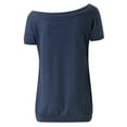 thumbnail image 4 of Weikingp Oversized Tshirts For Women Women's Summer Tops Women Boat Neck Short Sleeve Off Shoulder Solid Casual Loose T Shirt Tops Tshirts Shirts For Women Blue L, 4 of 4
