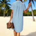 thumbnail image 4 of Women's Plus Size Short Sleeve Dresses Striped Loose Resort Shirt Dress, 4 of 9