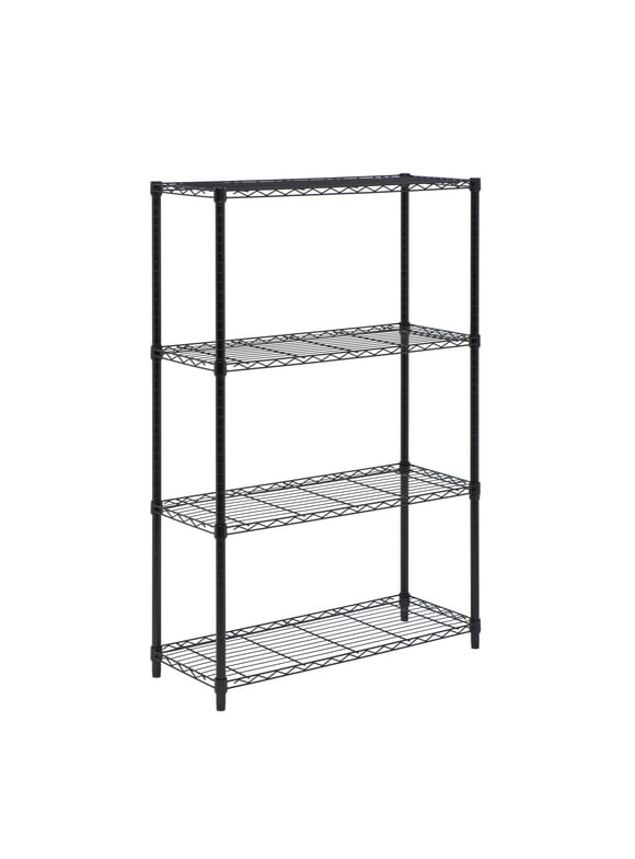 Honey-Can-Do 4-Shelf Steel Adjustable Storage Shelves, Black, Holds up to 350 lb per Shelf