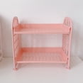 thumbnail image 1 of Cosmetics 2 Layer Desktop Shelf Side Guardrail Design Foldable Double Layer Stacking Cosmetic Stationery Storage HolderPink, 1 of 1
