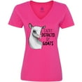 thumbnail image 3 of Inktastic Easily Distracted by Goats Cute Goat Women's V-Neck T-Shirt, 3 of 5
