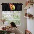 thumbnail image 6 of Tennis Kitchen Valances for Windows 42x12 Inch Kitchen Curtains Valances Rod Pocket Modern Sport Glowing Ball Black Background Bathroom Window Valances for Window Treatment Decor, 6 of 6