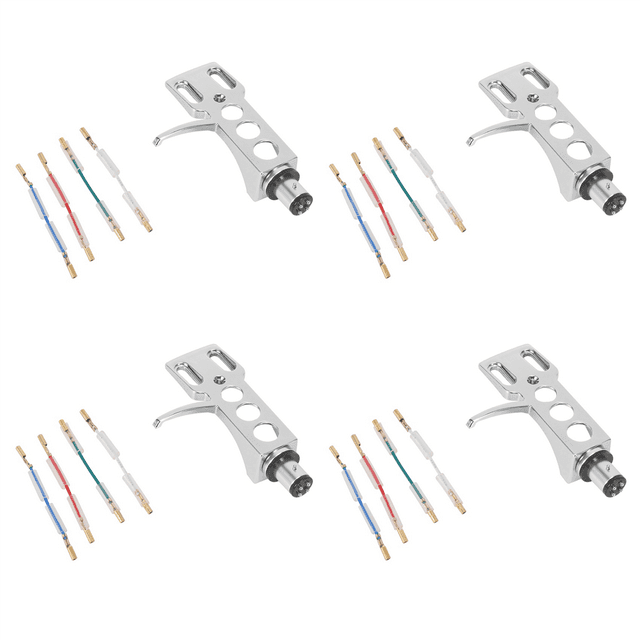 4X Universal LP Disc Record Player Phono Turntable Headshell 4-Pin with OFC Leadwires for Direct-Drive Turntable