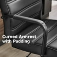 thumbnail image 5 of Office Desk Chair Leather, Conference Room Chairs with Wheels, Modern Executive Office Chairs Adjustable Height, Ergonomic Swivel Rolling Ribbed Computer Chair(Matte Black), 5 of 14