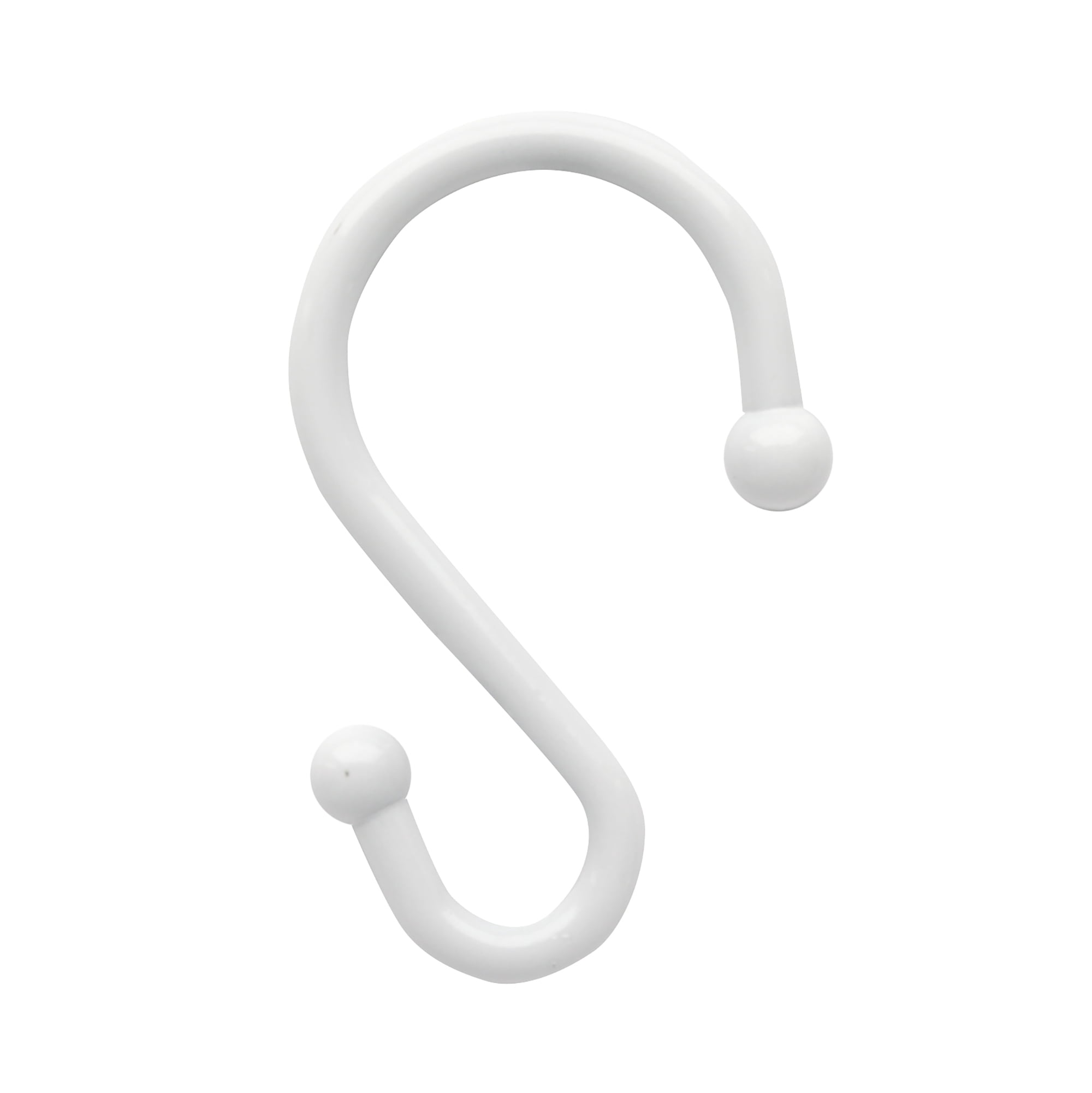 Better Homes & Gardens S Shaped Rustproof Shower Curtain Hooks White , Set of 12