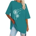 thumbnail image 2 of WREESH Women's Oversized Round-Neck T-Shirt Casual Printed Short Sleeve Top Blue, 2 of 5
