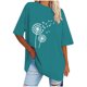 thumbnail image 1 of Camisetas de Manga Corta para las Mujeres Impreso Cuello Redondo Suelto Camiseta, Casual Cuatro Estaciones Blusa para el Hogar, 1 of 3
