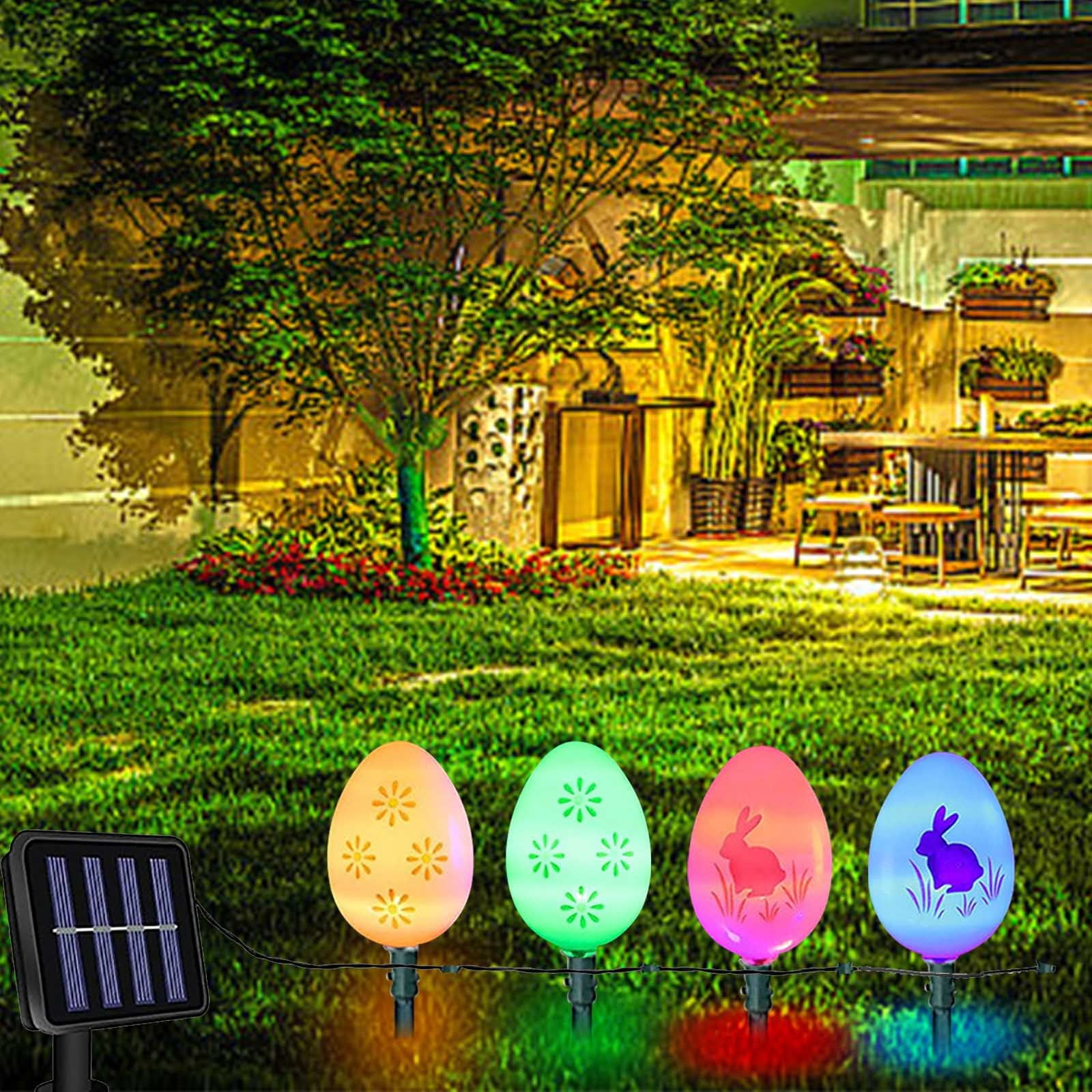 Hxlamzoo Solar Easter Egg Stake Lights with 20 LEDs & 8 Modes - Waterproof IP55 Outdoor Decorative String Lights for Garden, Yard - Auto On/Off Solar Powered LED Egg Light