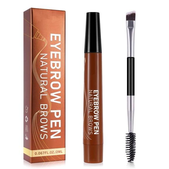 potrochi Eyebrow Pen Microblading 4 Fork Tip Eyebrow Pencil Creates Lasting MakeUp Brow Pen Cover Sparse Areas Daily Waterproof 3D Brow Pencil (C)