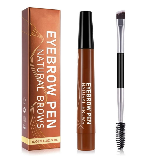 EARKITY Eyebrow Contouring Pen Pencil, 4 Tipped Precise Brow Pen with Sponge Micro-Fork Tips Applicator, Create Natural Looking Brows Eyebrow Makeup Long Lasting