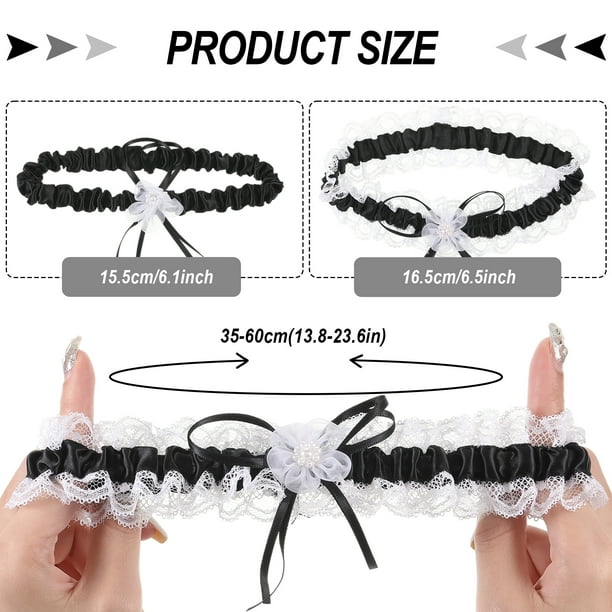 Minnieouse 2 pack/lote Liga de boda cómoda con aplicación amplia anillo para pierna lazo para pierna nupcial diario Accesorios de disfraces Negro