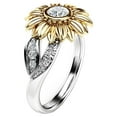 thumbnail image 2 of Botrong Rings for Women Exquisite Women's Two Tone Silver Floral Ring Round Gold Sunflower Jewel, 2 of 4