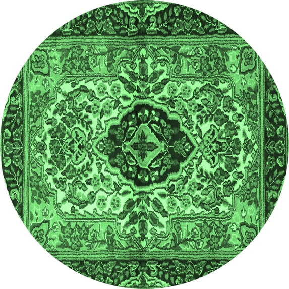 Ahgly Company Indoor Round Persian Emerald Green Traditional Area Rugs, 3' Round